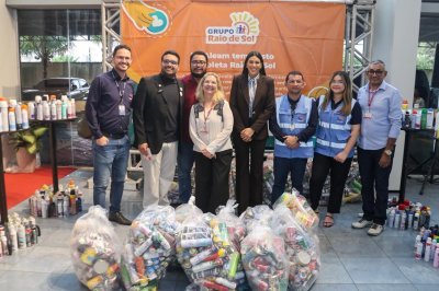 ‘Reciclar Ajuda a Sarar’: Mayra Dias entrega mais de 3 mil frascos de aerossóis ao Grupo Raio de Sol na Aleam